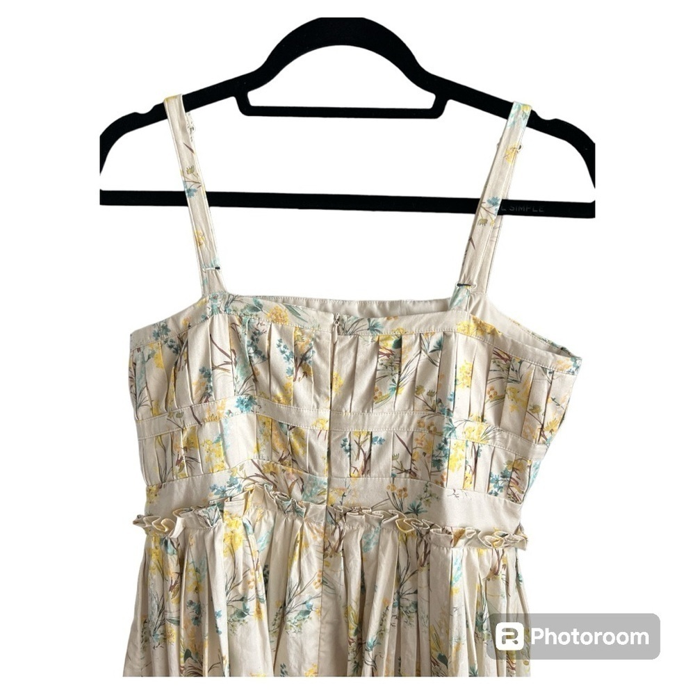 NWOT Antonio Melani pleated Tiffany oat/pool blue floral sundress - Picture 4 of 6